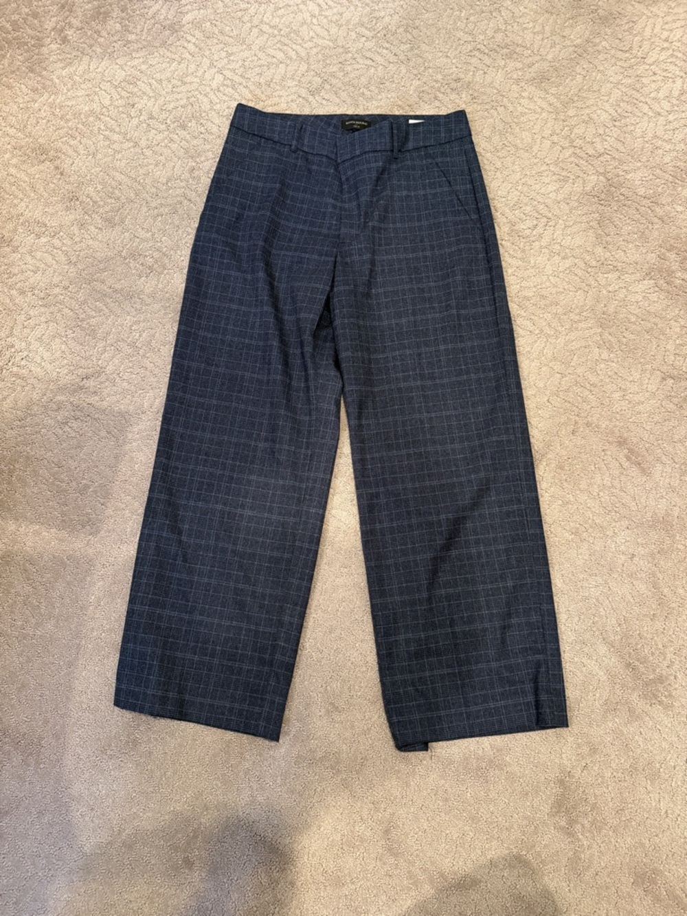 Banana Republic Navy Blue Plaid Women’s Wide Leg Dress Pants size 16